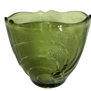 Vintage E.O. Brody Co. Green Glass Vase  with swirl design Cleveland Ohio